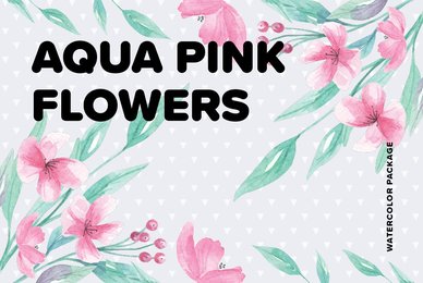 Aqua Pink Flowers Watercolor Package