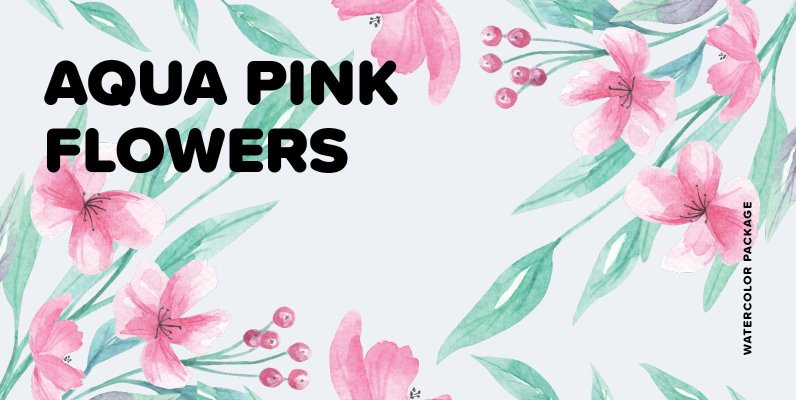 Aqua Pink Flowers Watercolor Package