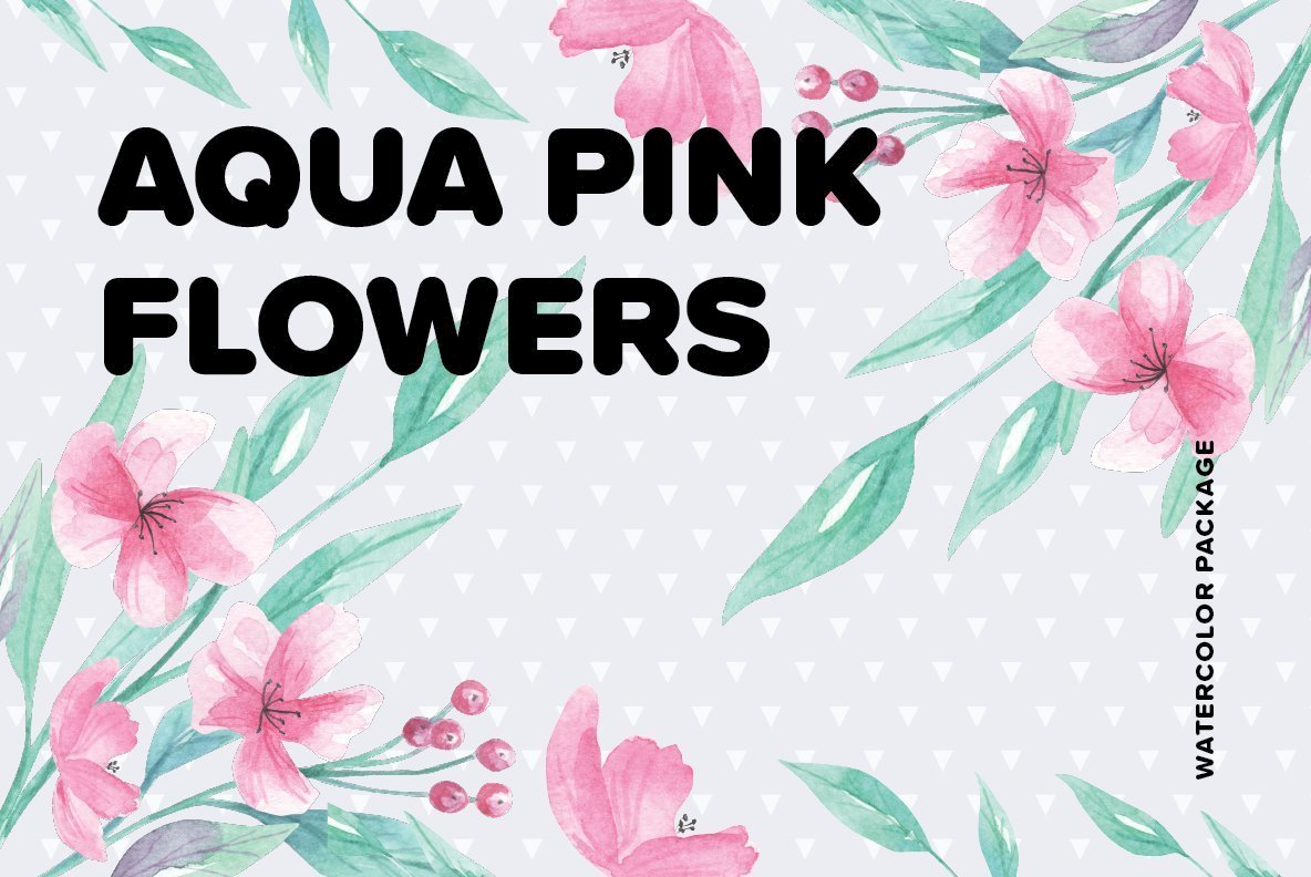 Aqua Pink Flowers Watercolor Package Aqua Pink Flowers Watercolor Package