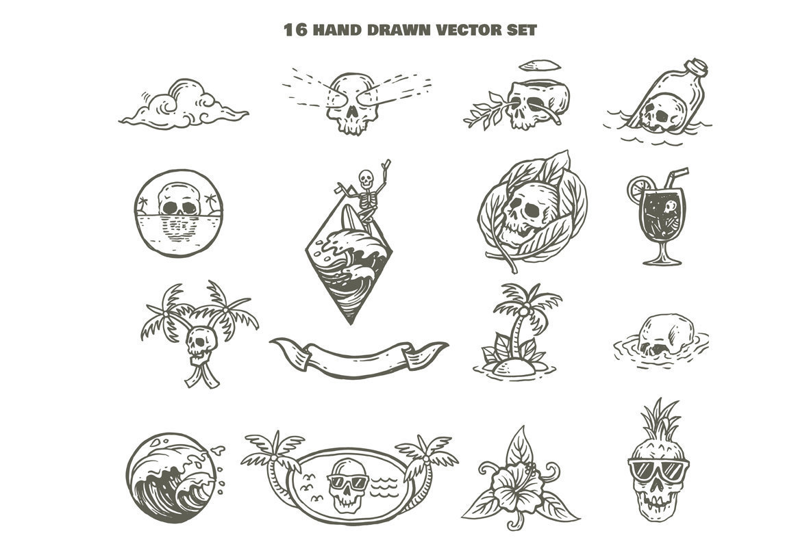 Skull Sunshine Vector Set Skull Sunshine Vector Set