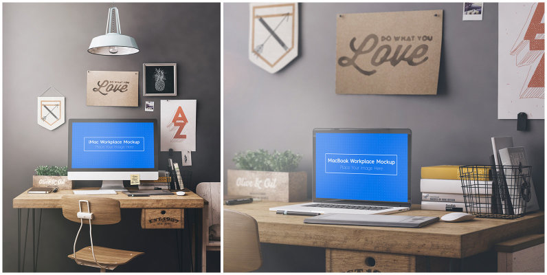 iMac Workspace   Workstation Mockups