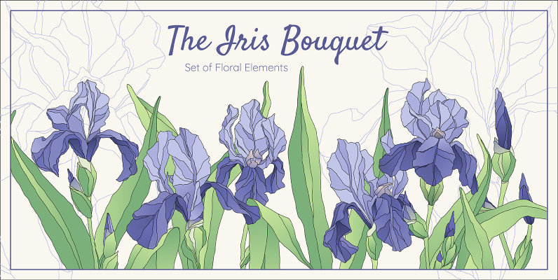 The Iris Bouquet Set of Floral Elements