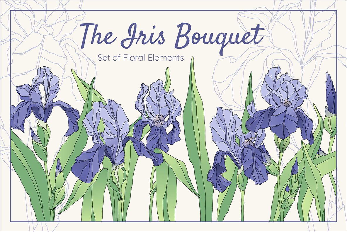 The Iris Bouquet Set of Floral Elements The Iris Bouquet Set of Floral Elements