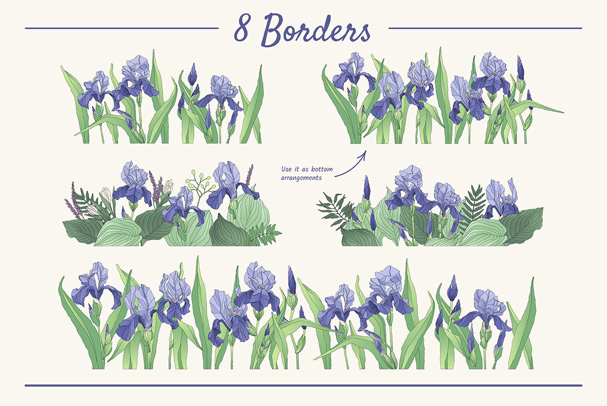 The Iris Bouquet Set of Floral Elements The Iris Bouquet Set of Floral Elements