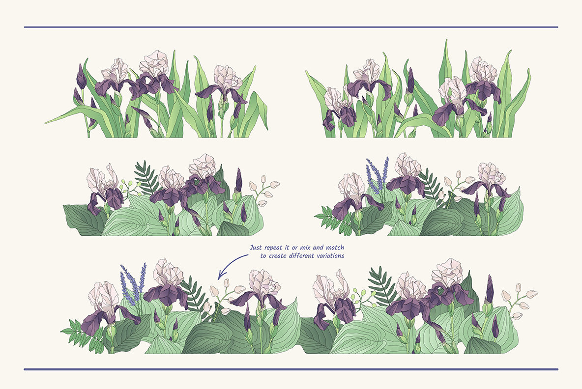 The Iris Bouquet Set of Floral Elements The Iris Bouquet Set of Floral Elements