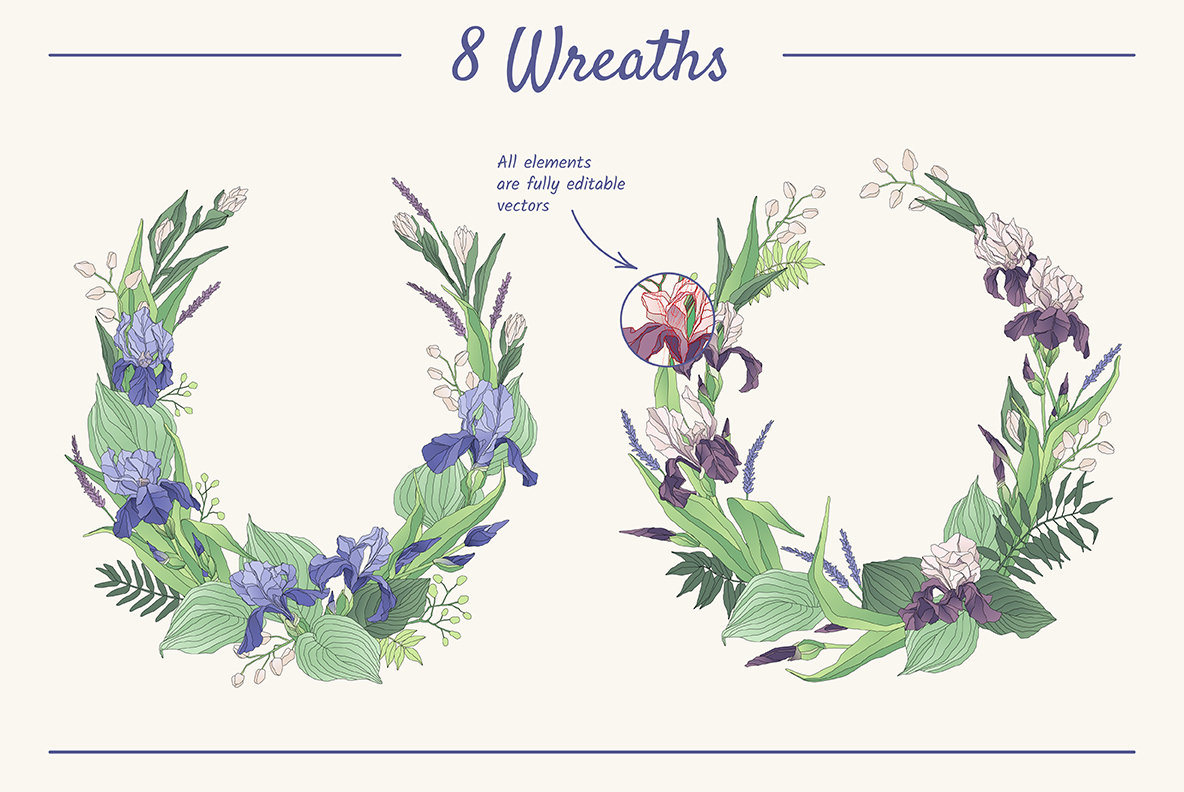 The Iris Bouquet Set of Floral Elements The Iris Bouquet Set of Floral Elements
