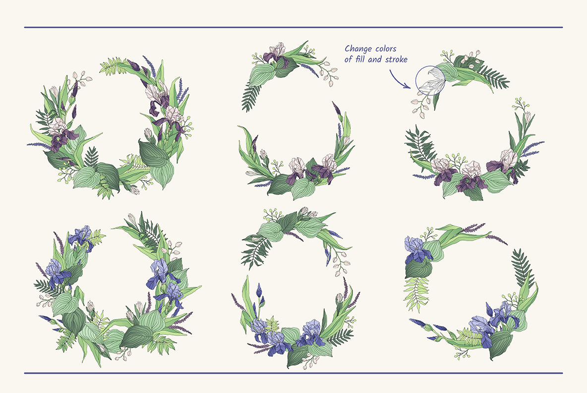 The Iris Bouquet Set of Floral Elements The Iris Bouquet Set of Floral Elements