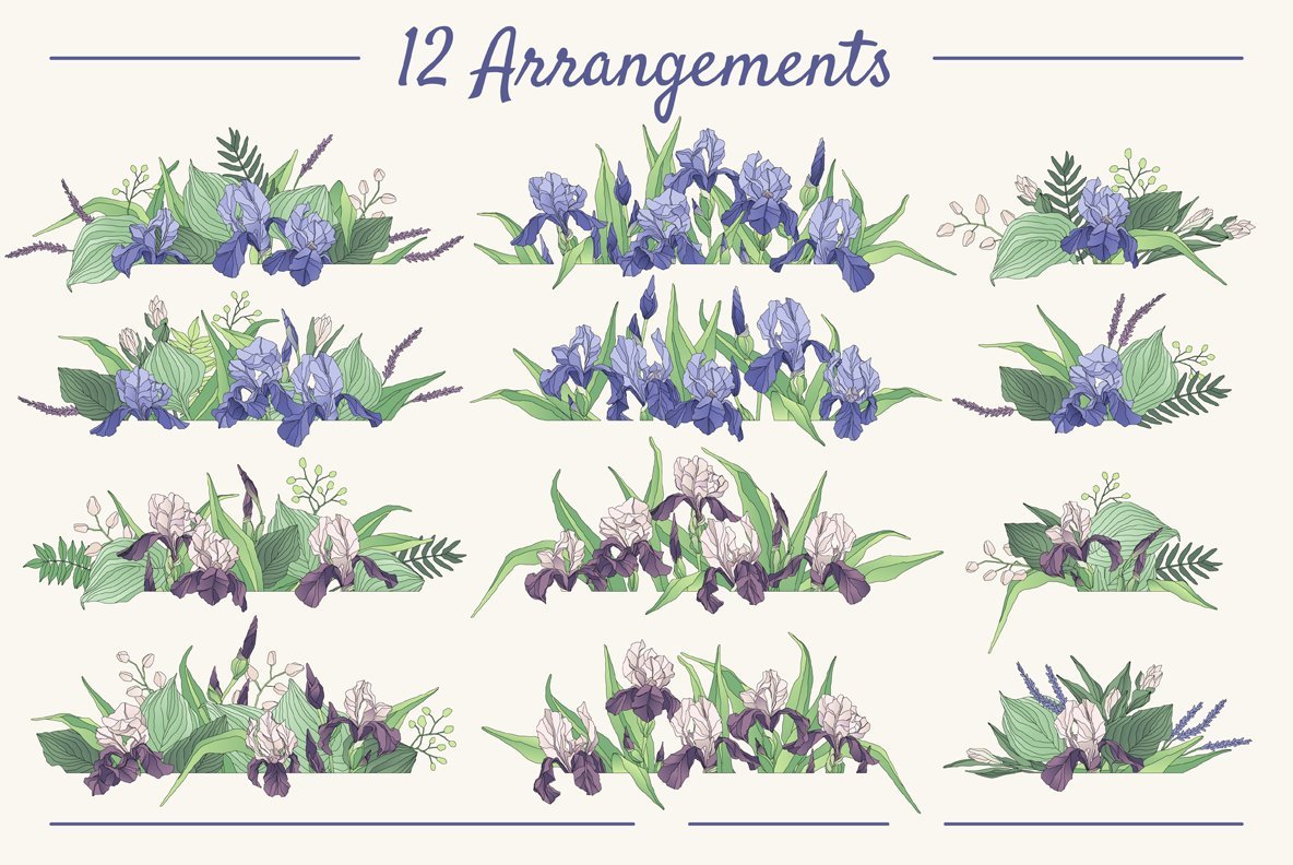 The Iris Bouquet Set of Floral Elements The Iris Bouquet Set of Floral Elements