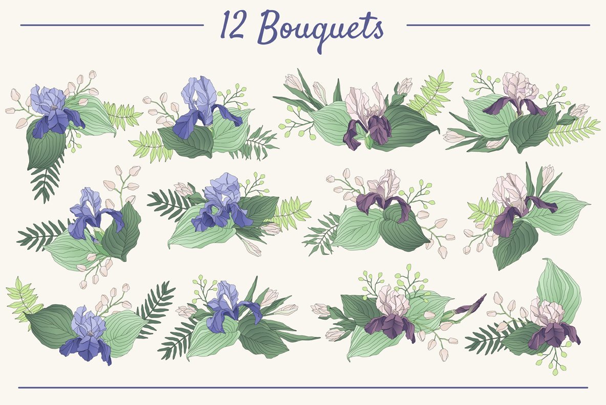 The Iris Bouquet Set of Floral Elements The Iris Bouquet Set of Floral Elements