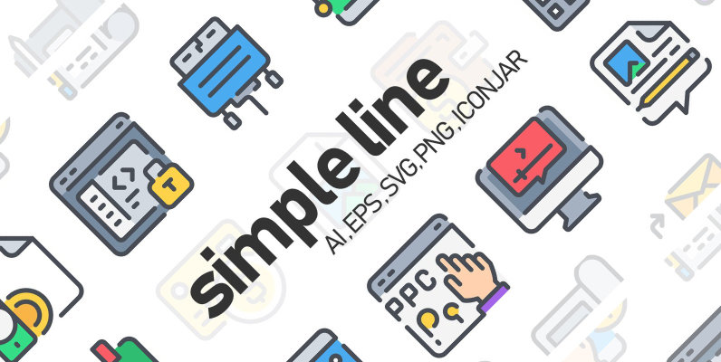 750 Simple Line Icon x2