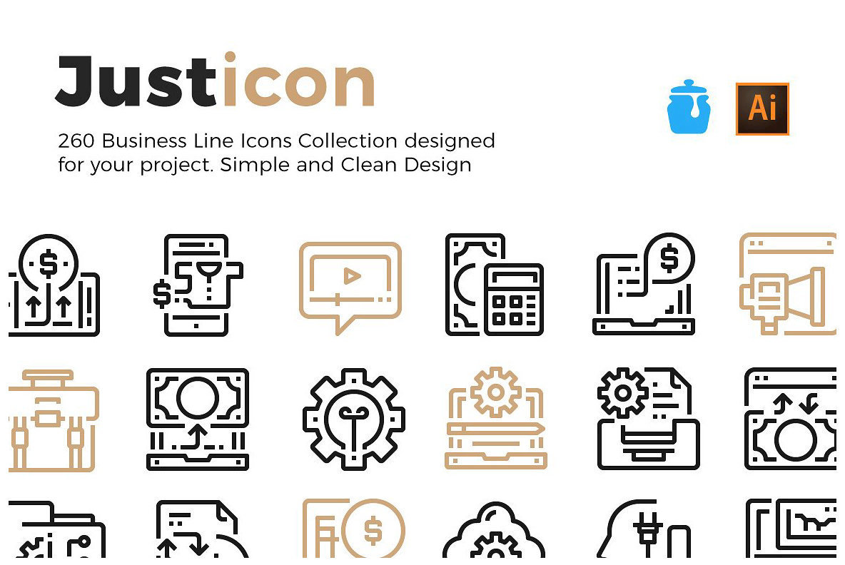 260 Business Line Icons Collection 260 Business Line Icons Collection