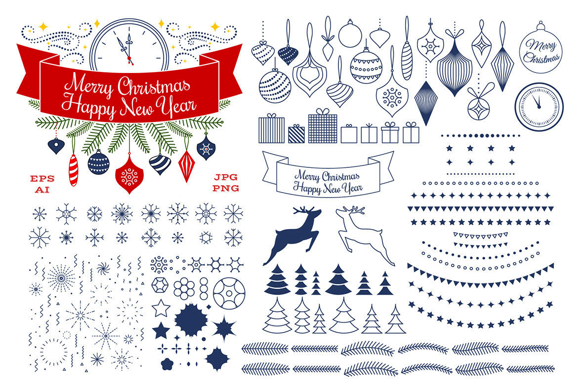 Merry Christmas and Happy New Year Set Merry Christmas and Happy New Year Set