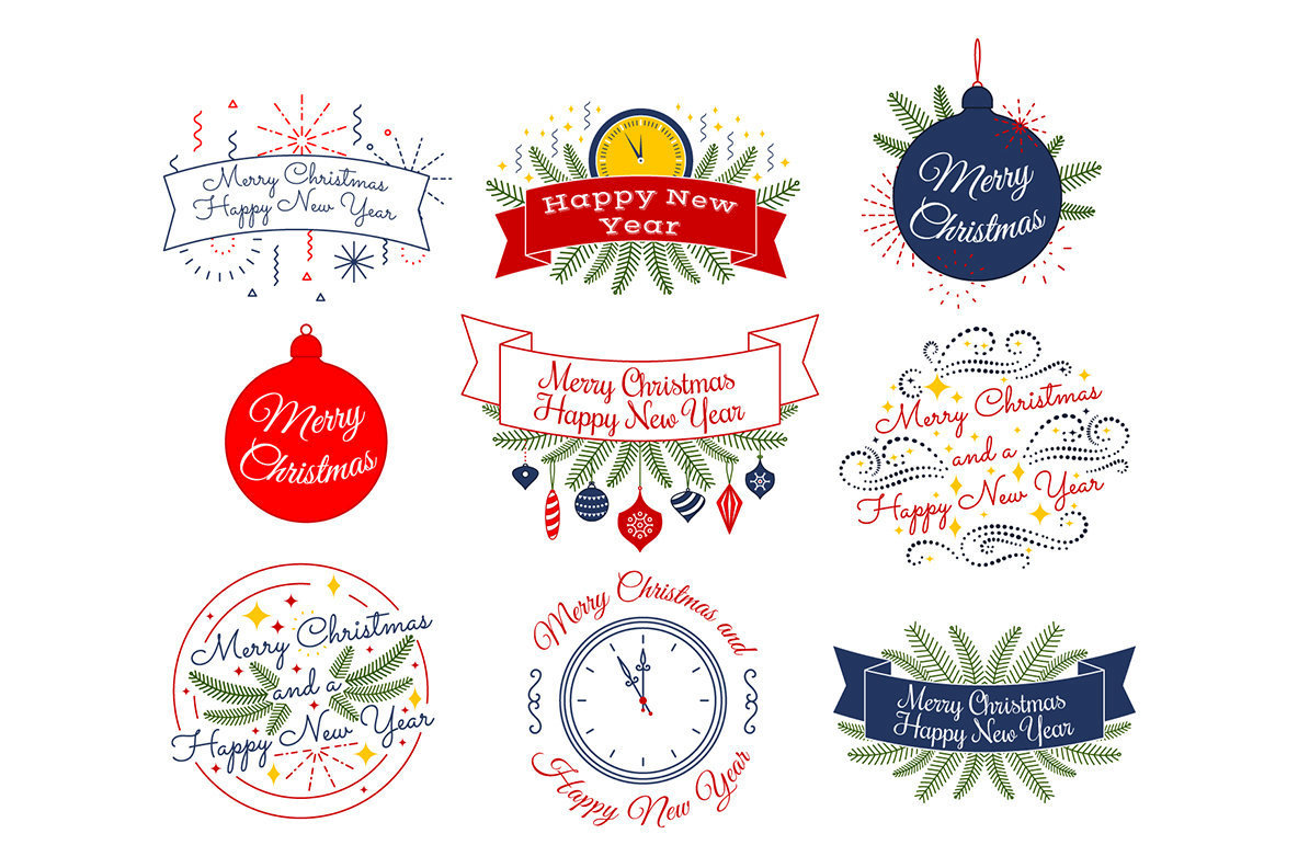 Merry Christmas and Happy New Year Set Merry Christmas and Happy New Year Set