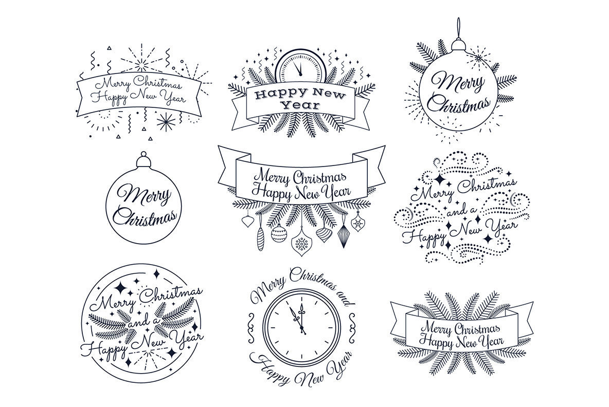 Merry Christmas and Happy New Year Set Merry Christmas and Happy New Year Set