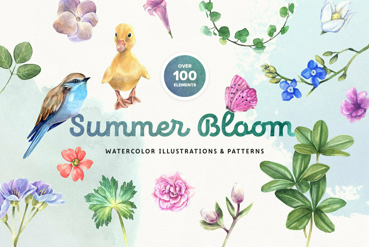 Summer Bloom Watercolor Set 1