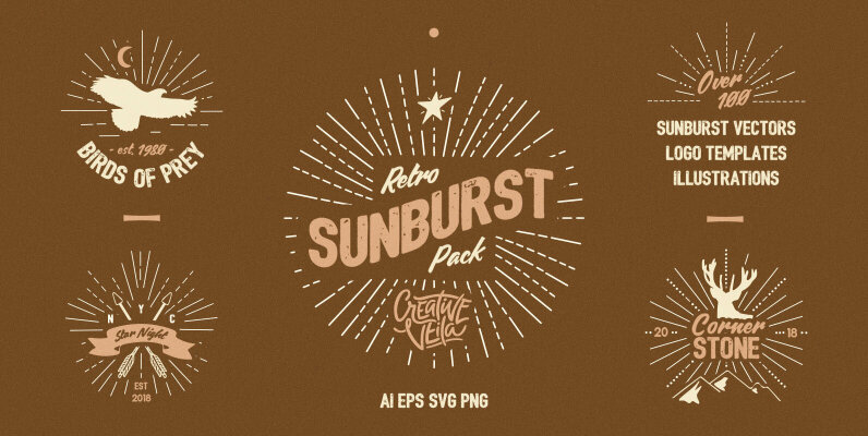 Vintage Glory     Sunburst Vector Set