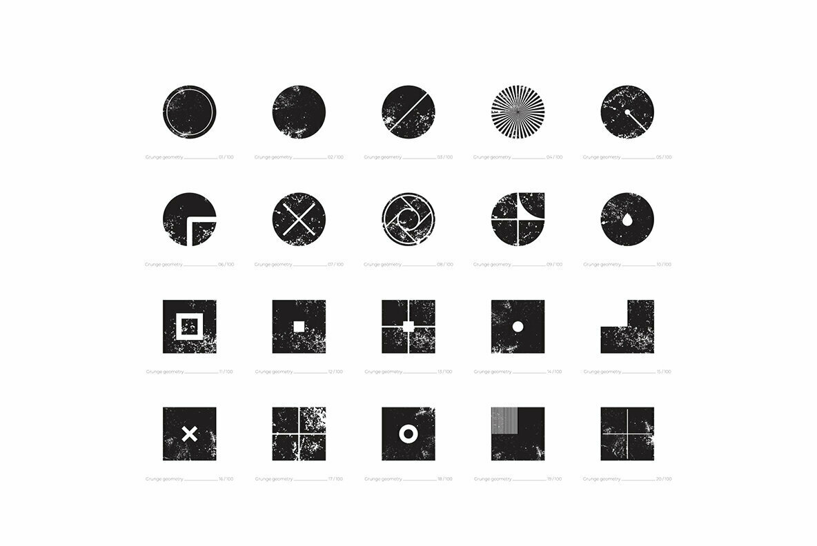 100 Grunge Geometry Shapes 100 Grunge Geometry Shapes