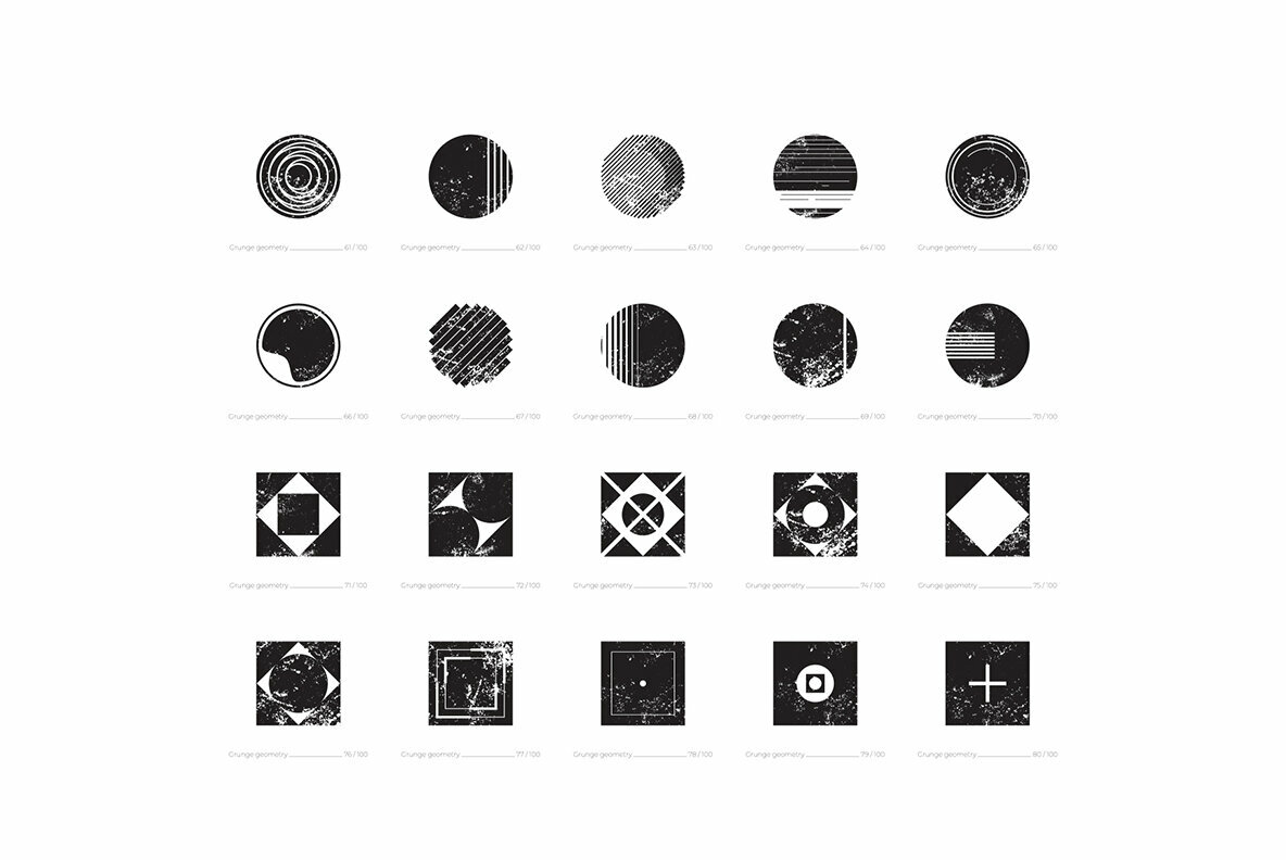100 Grunge Geometry Shapes 100 Grunge Geometry Shapes