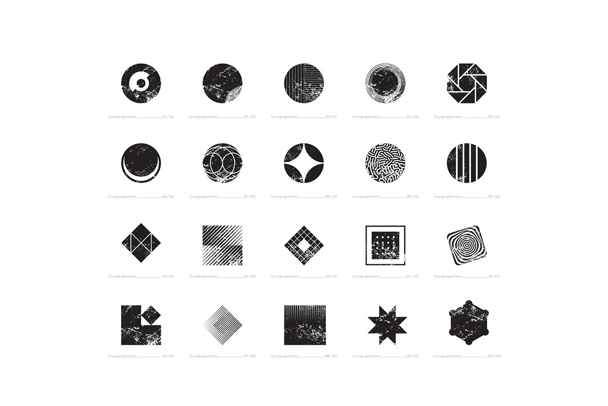 100 Grunge Geometry Shapes 100 Grunge Geometry Shapes