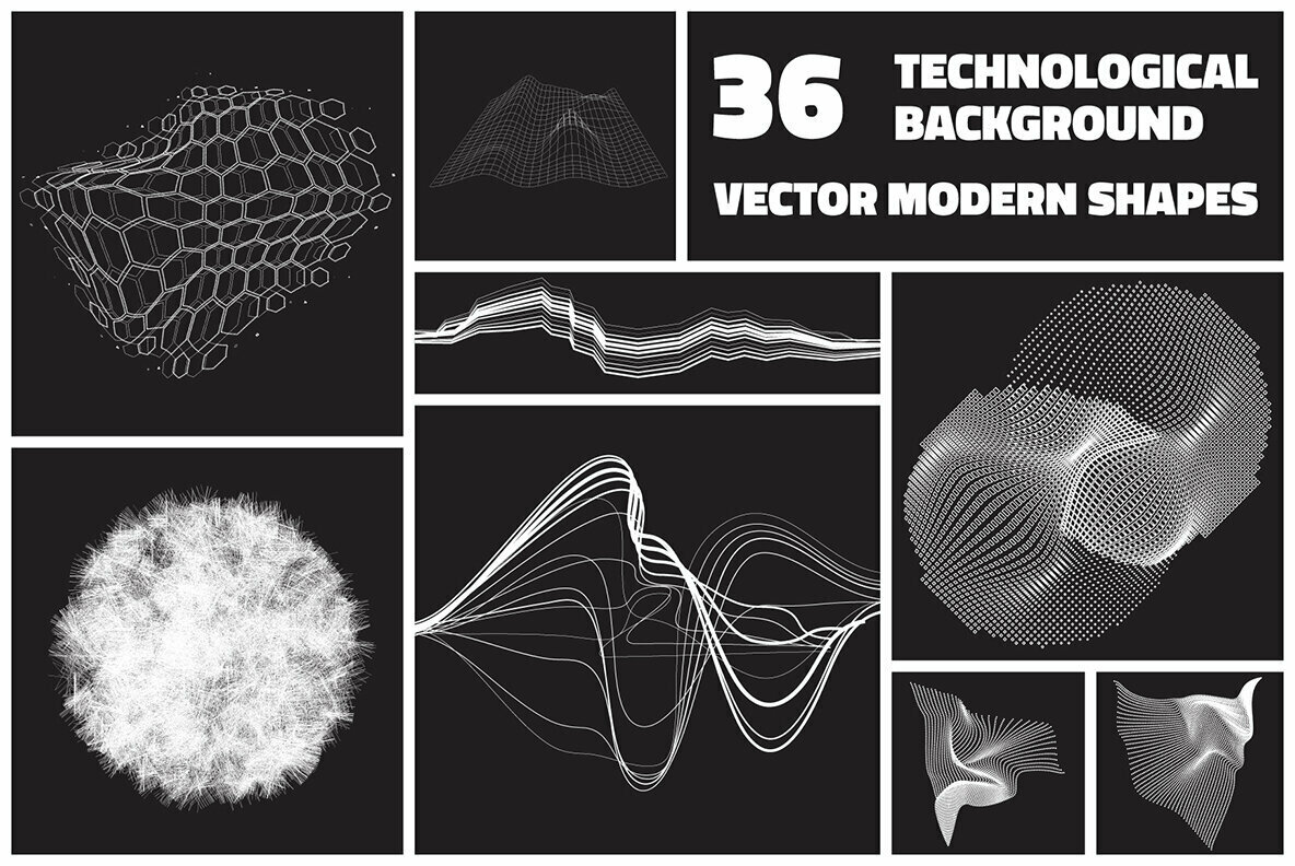 36 Technological Vector Shapes 36 Technological Vector Shapes