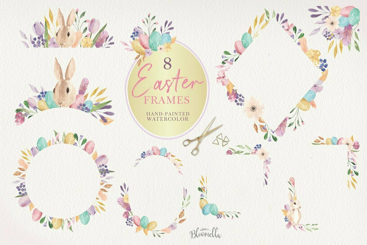 Easter Bunny Egg Watercolor Package 3