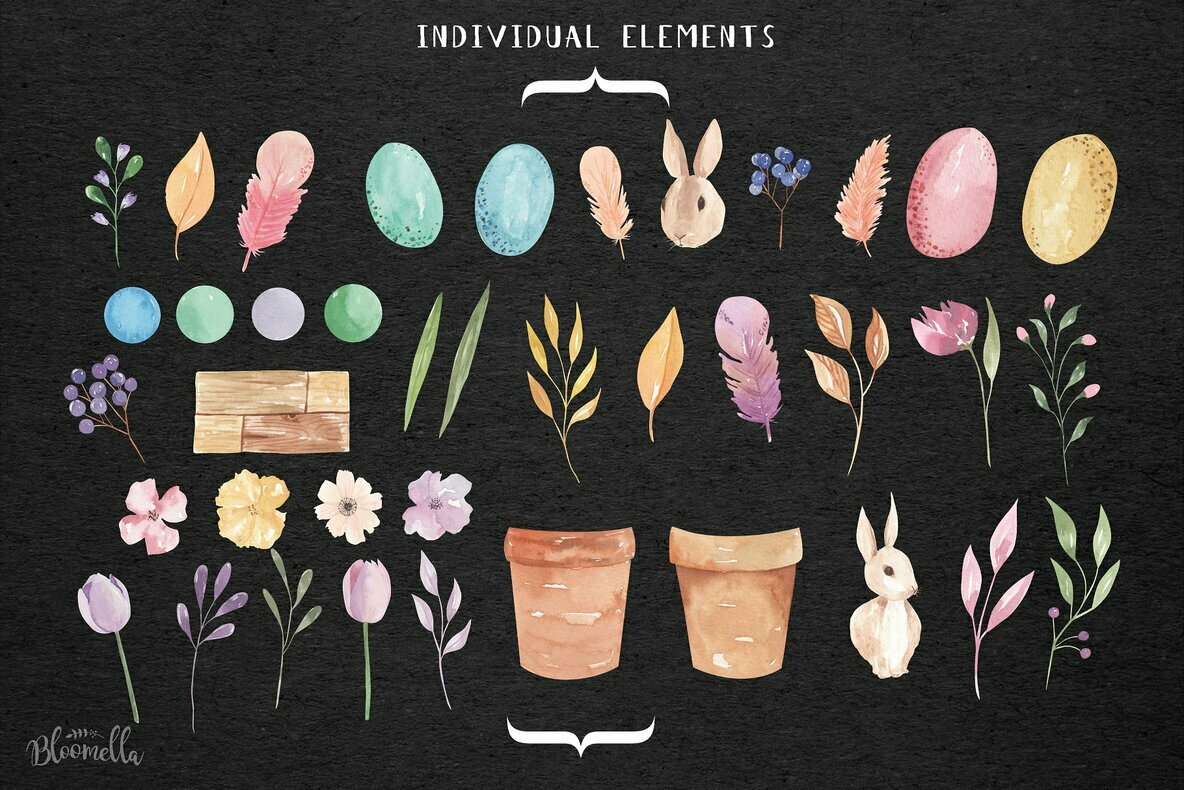 Easter Bunny Egg Watercolor Package 5