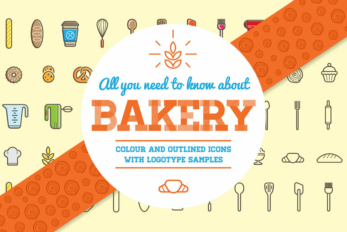 Awesome Bakery Icons and Signs Set 1
