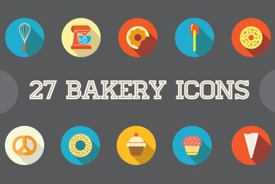 Awesome 27 Bakery Flat Icons in Vector