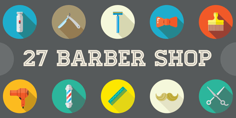 Awesome 27 Barber Shop Flat Icons in Vector