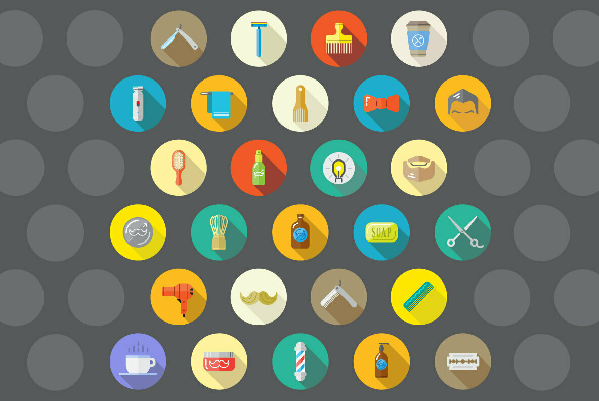 Awesome 27 Barber Shop Flat Icons in Vector 2