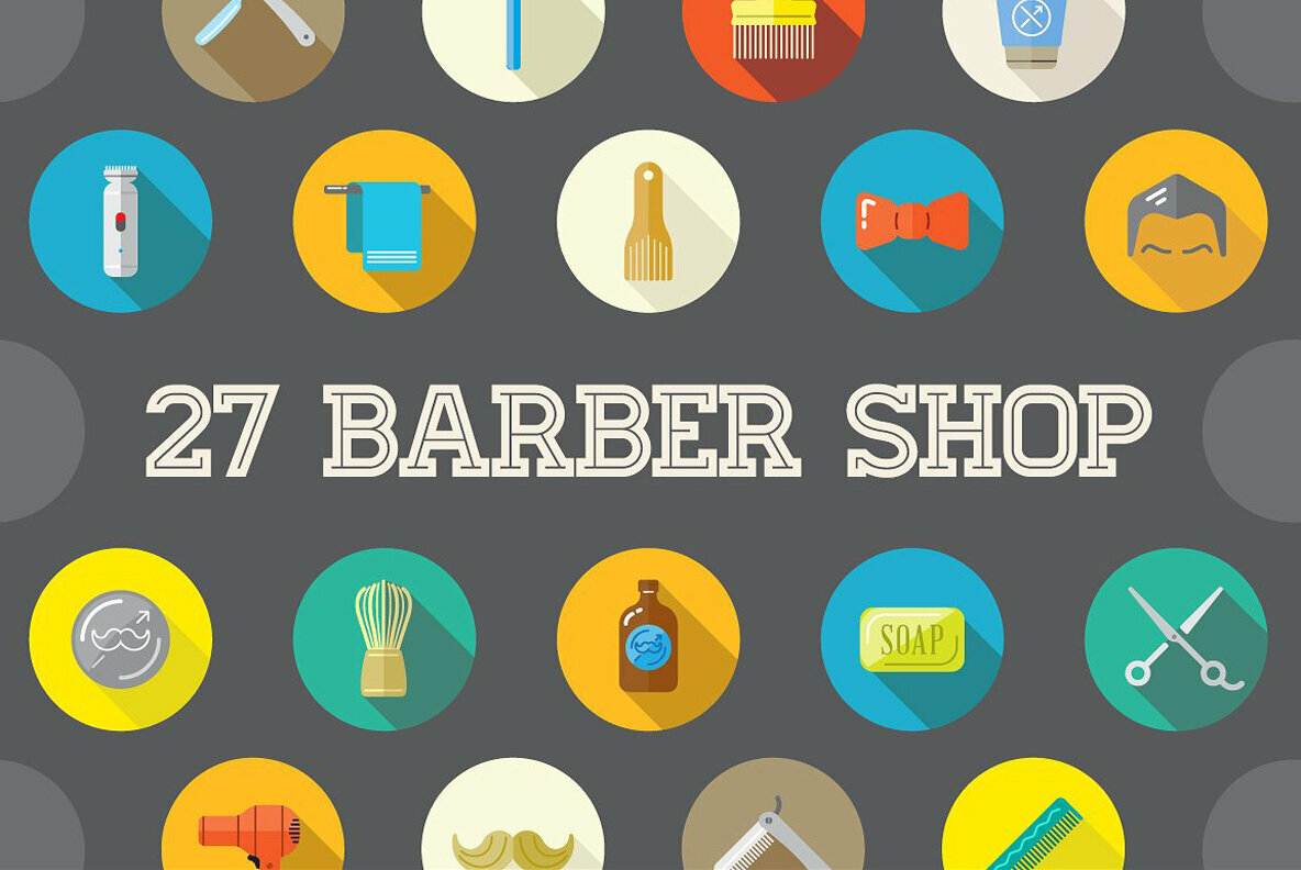 Awesome 27 Barber Shop Flat Icons in Vector 4
