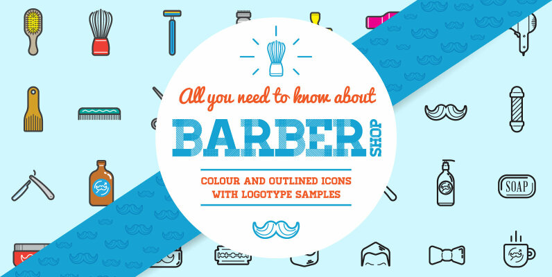 Awesome Barber Shop Icons and Signs Set