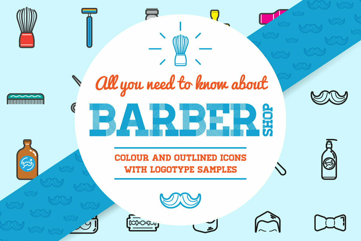 Awesome Barber Shop Icons and Signs Set 1