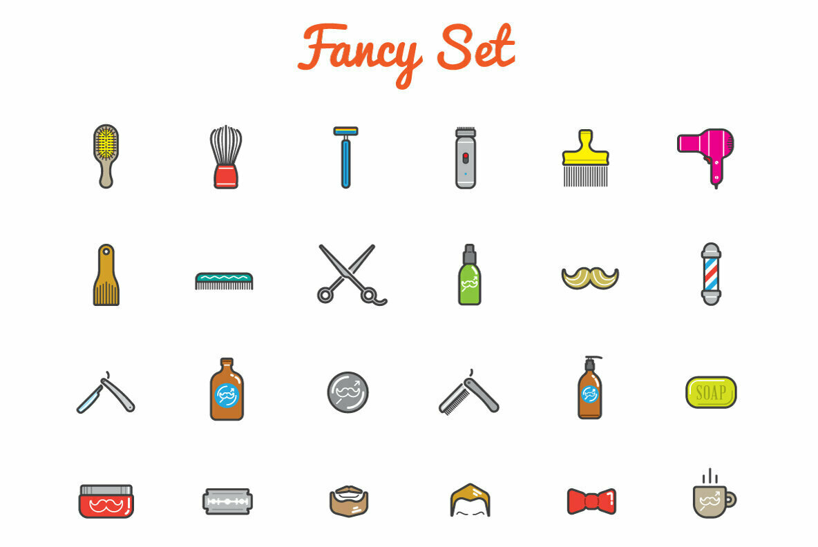 Awesome Barber Shop Icons and Signs Set 2