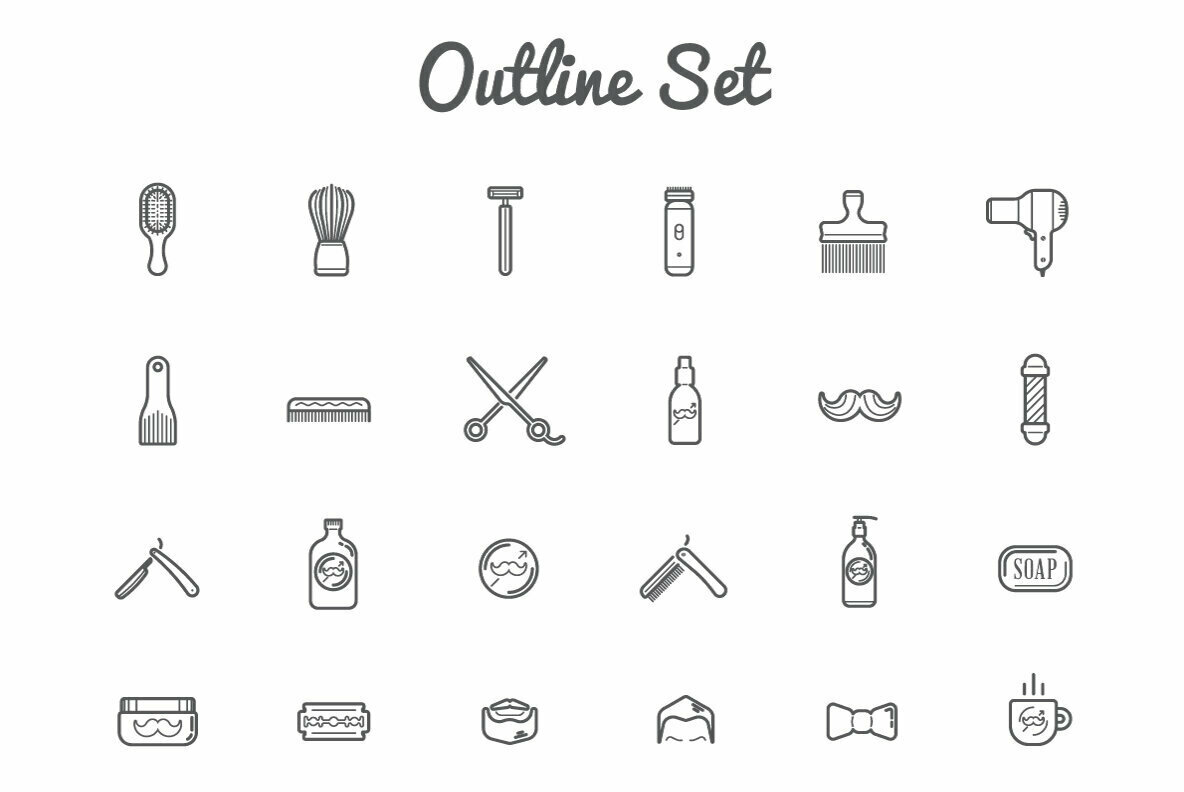 Awesome Barber Shop Icons and Signs Set 3