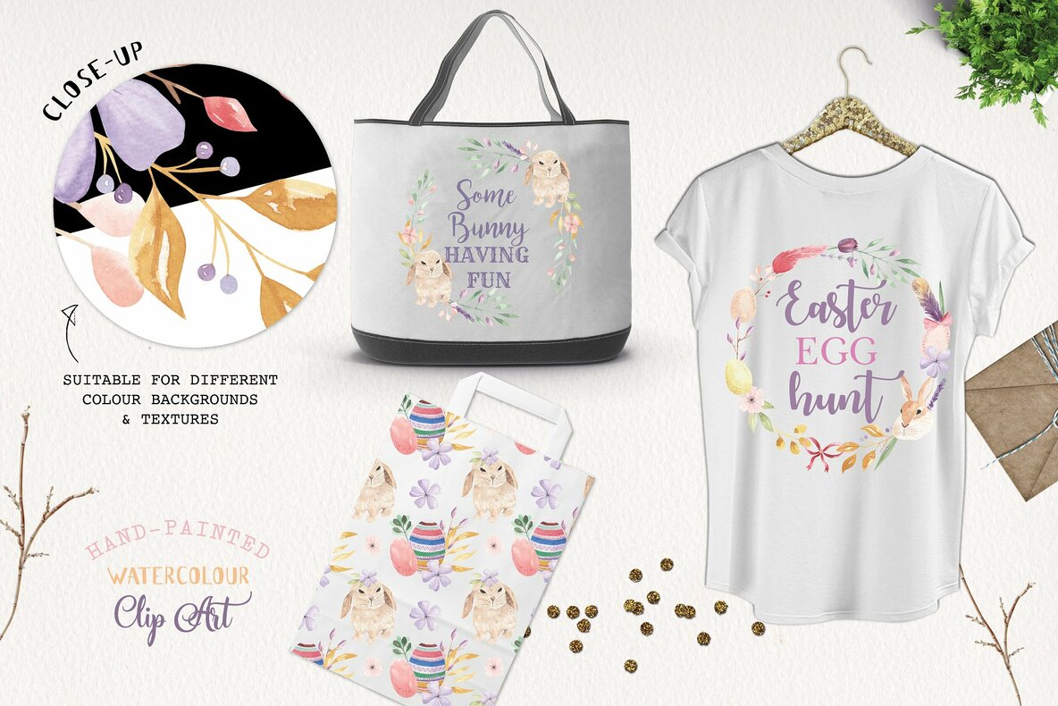 Easter Eggs Flowers and Spring Floral Clipart Package Easter Eggs Flowers and Spring Floral Clipart Package