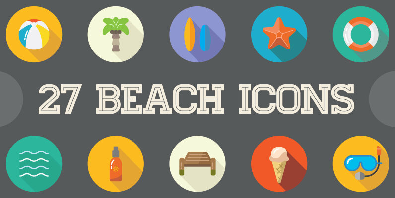 Awesome 35 Beach Flat Icons in Vector