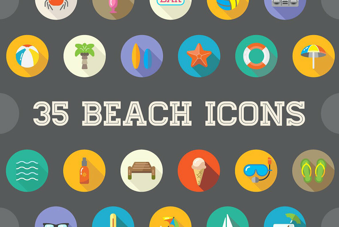 Awesome 35 Beach Flat Icons in Vector 4