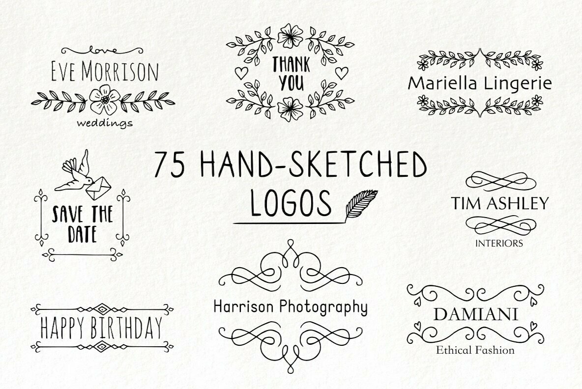 75 Hand-Sketched Logos