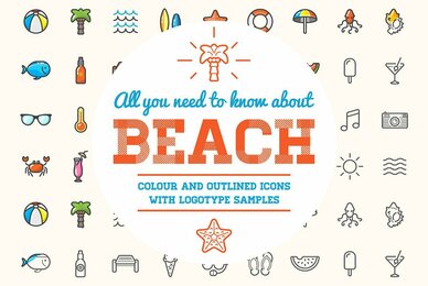 Awesome Summer Beach Icons and Signs Set
