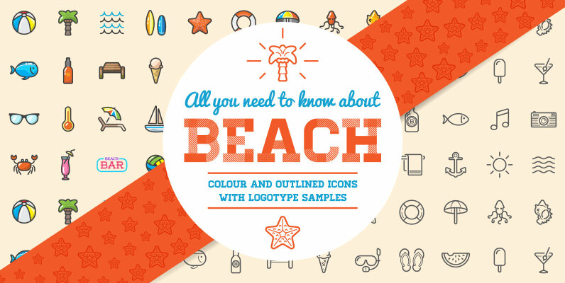 Awesome Summer Beach Icons and Signs Set
