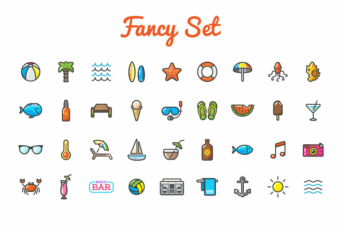 Awesome Summer Beach Icons and Signs Set 2