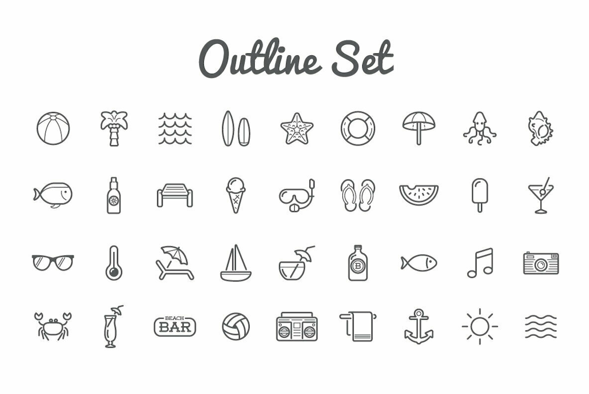 Awesome Summer Beach Icons and Signs Set 3