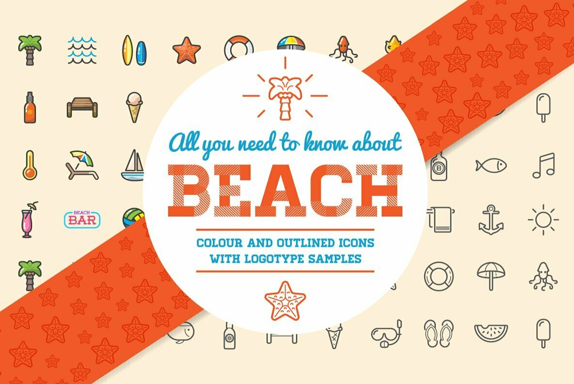 Awesome Summer Beach Icons and Signs Set 5