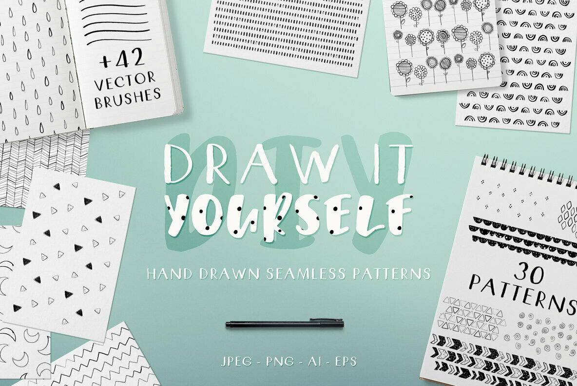 DIY Hand Drawn Seamless Patterns DIY Hand Drawn Seamless Patterns