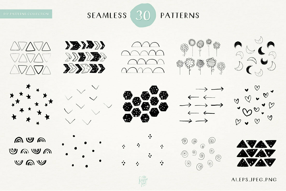 DIY Hand Drawn Seamless Patterns DIY Hand Drawn Seamless Patterns
