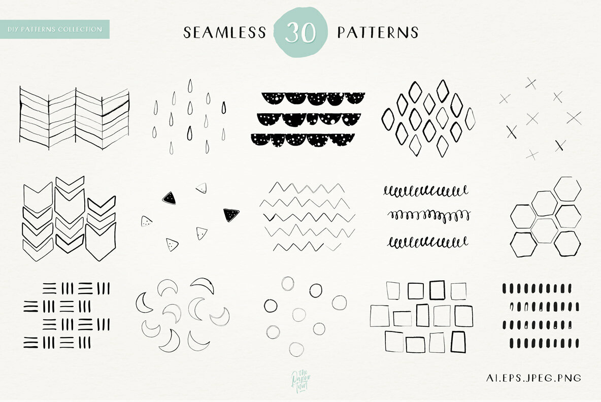 DIY Hand Drawn Seamless Patterns DIY Hand Drawn Seamless Patterns