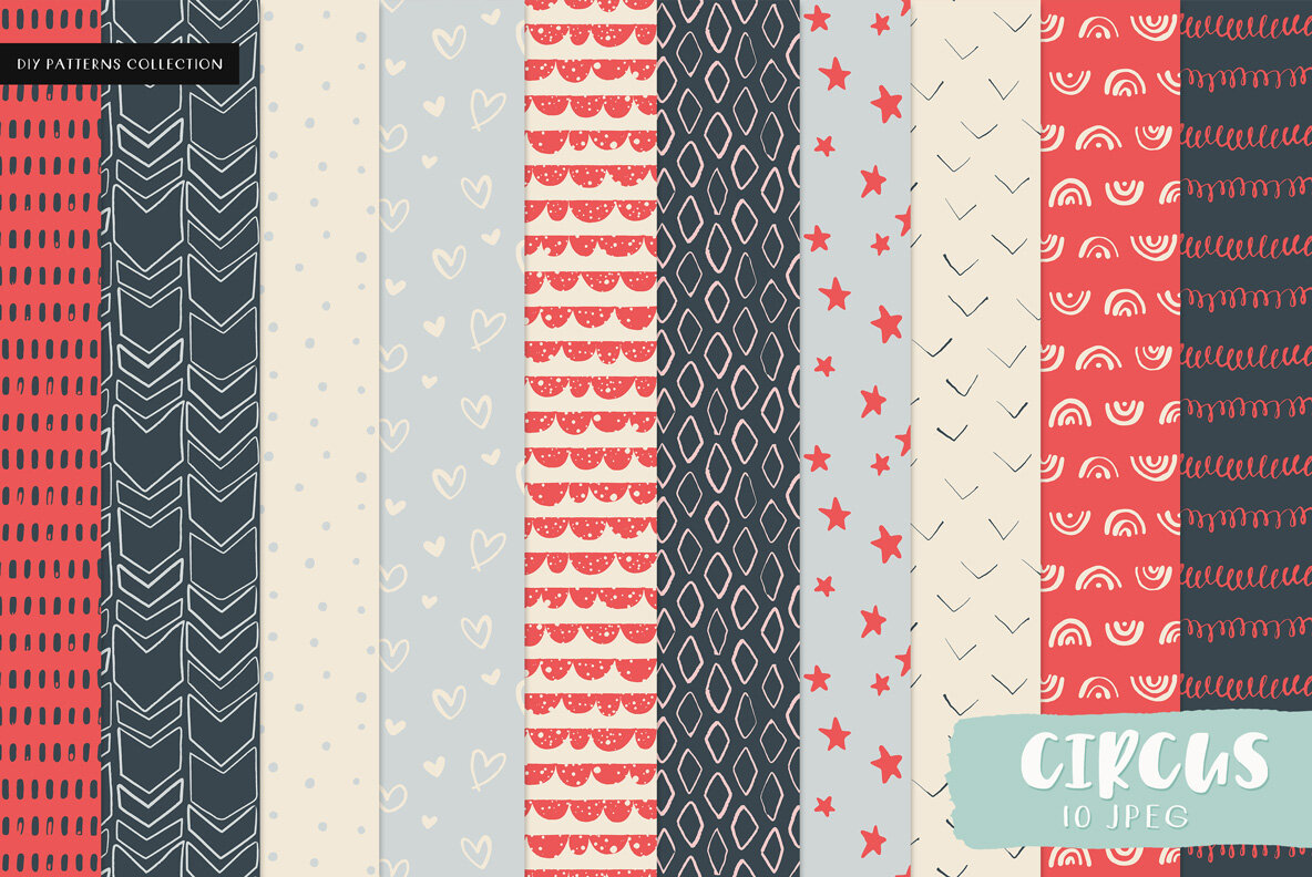 DIY Hand Drawn Seamless Patterns DIY Hand Drawn Seamless Patterns