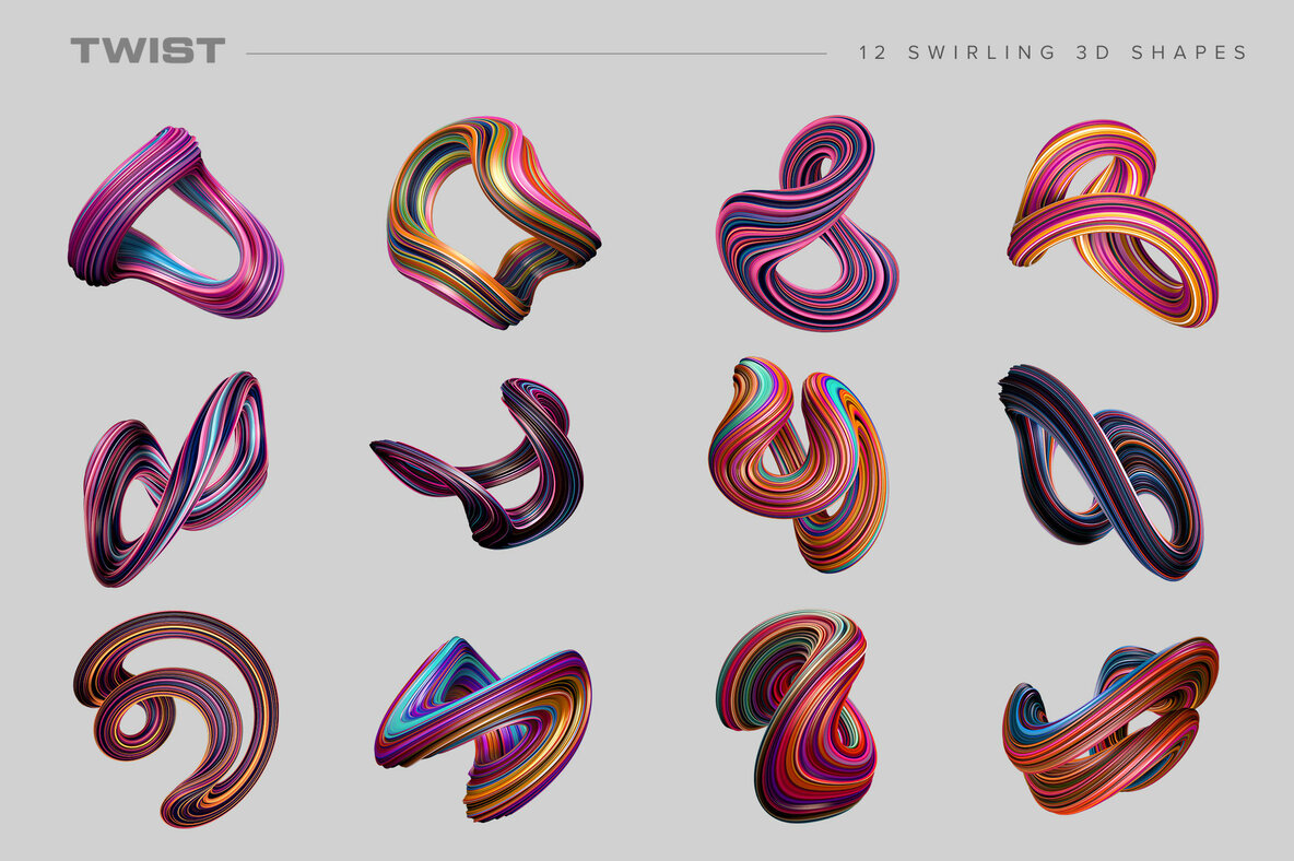 Twist Swirling 3D Shapes Twist Swirling 3D Shapes