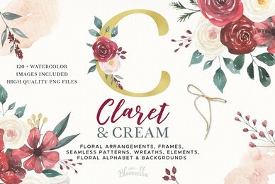 Claret  Cream Flower Watercolor Package